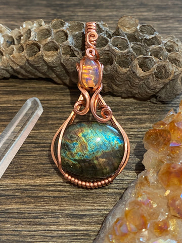 Pendantif Labradorite et Opal